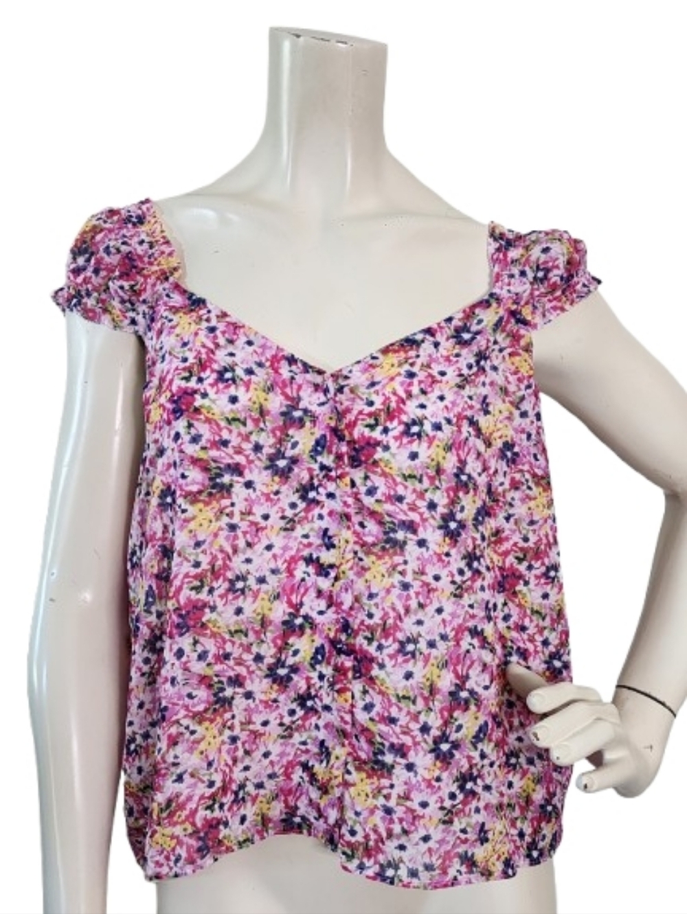 J. Crew Top Women's L Pink Ditsy Floral
